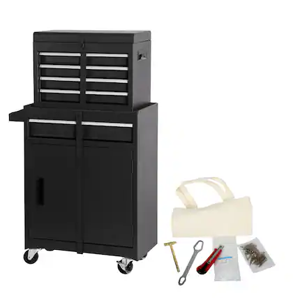 Front. Boyel Living - Tool Chest, 5-Drawer Rolling Tool Storage Cabinet with Detachable Top Tool Box.