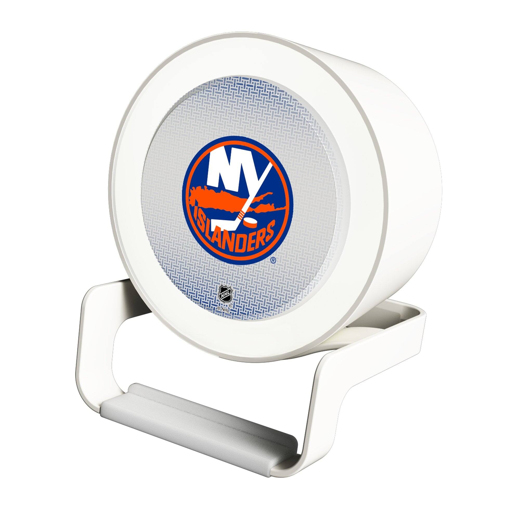 Front. Keyscaper - New York Islanders Linen Print Nightlight Charger & Bluetooth Speaker - White.