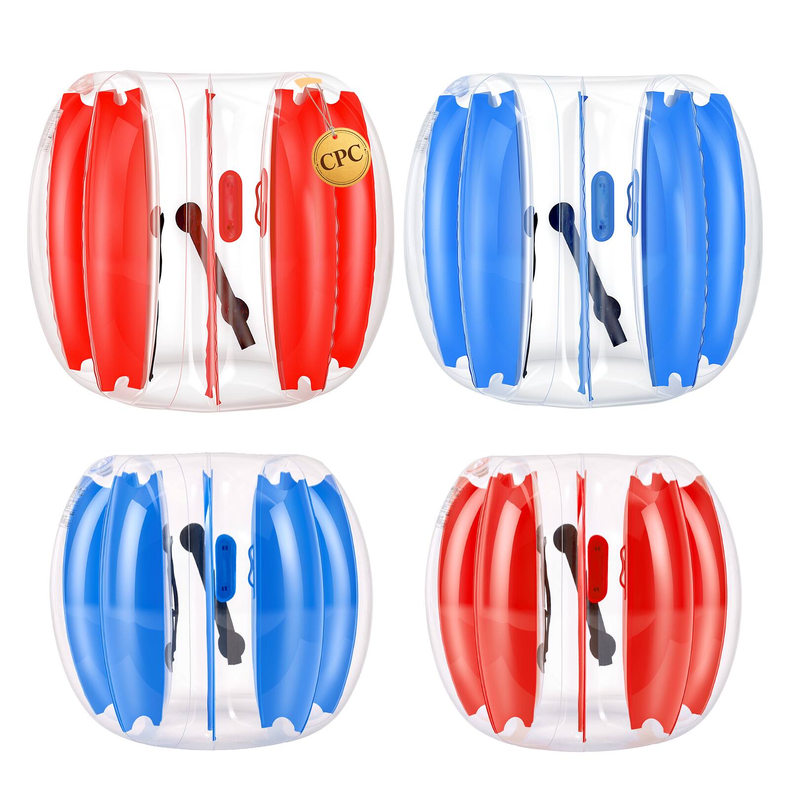 Front. VEVOR - 4 Pack Inflatable Bumper Balls 3FT+4FT Bubble for Kids Teens Blue+Red, for Backyard, Camping, Picnic, Park - Red;Blue.