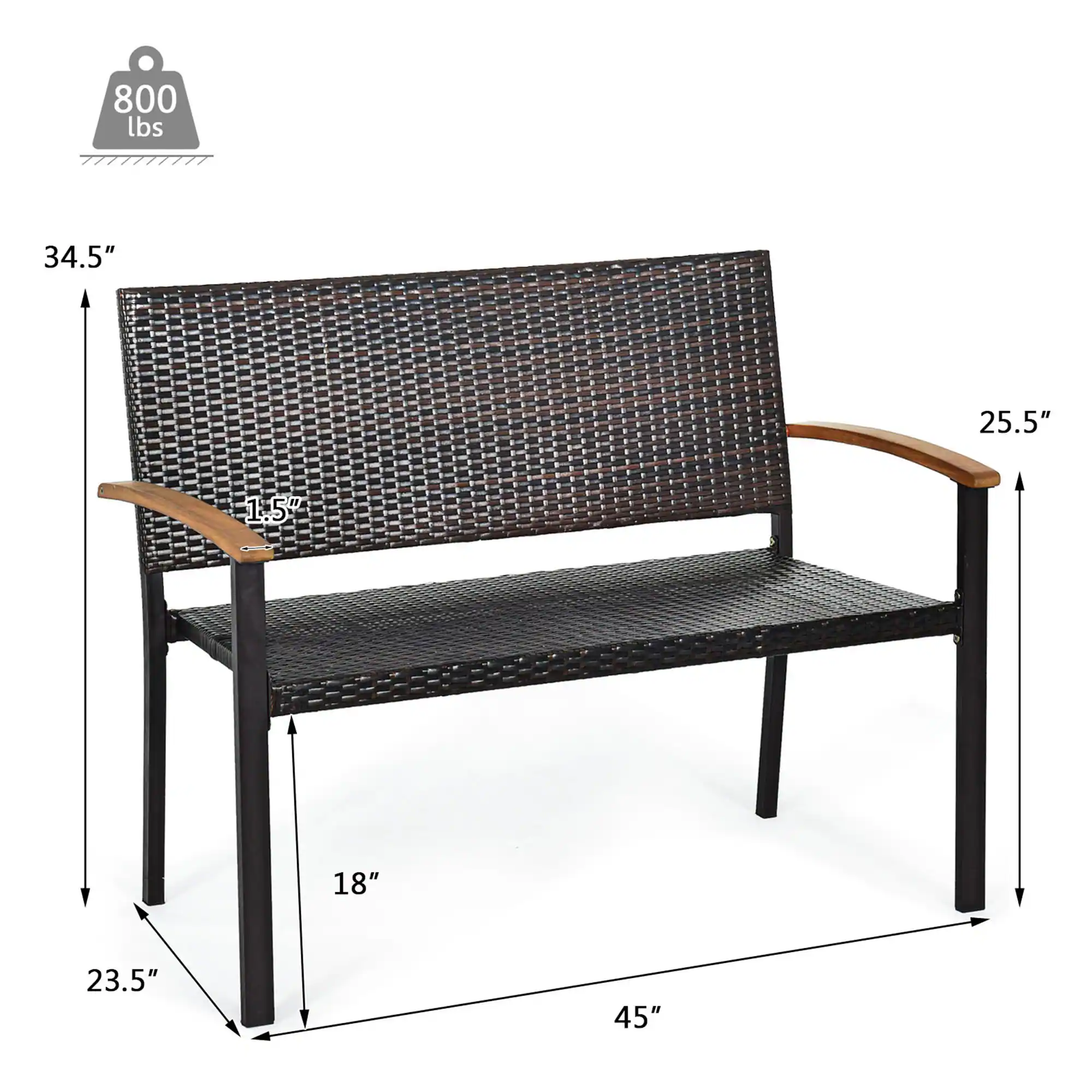 800 lbs  
34.5"  
25.5"  
1.5"  
18"  
23.5"  
45"