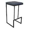 LeisureMod - Quincy Modern Quilted Leather Bar Stool with Black Metal Frame Counter Height Chair for Kitchen and Counter Seating - Peacock Blue