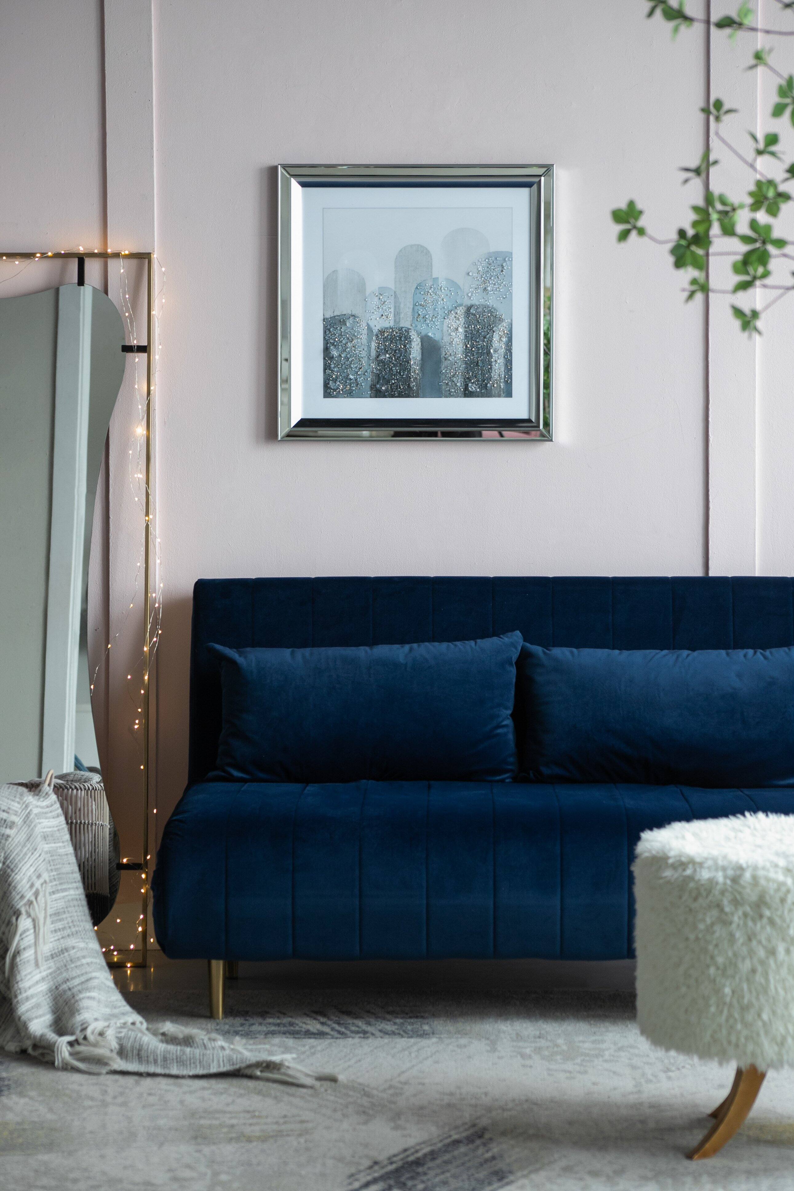 Back. APRILSOUL - Crystal Mirror Framed Wall Art Mellow Golden Tint Background - Brown.