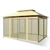 Front. Costway - Costway 2-Tier 10'x13' Steel Gazebo Canopy Tent Shelter Patio Garden Outdoor Netting - Beige.