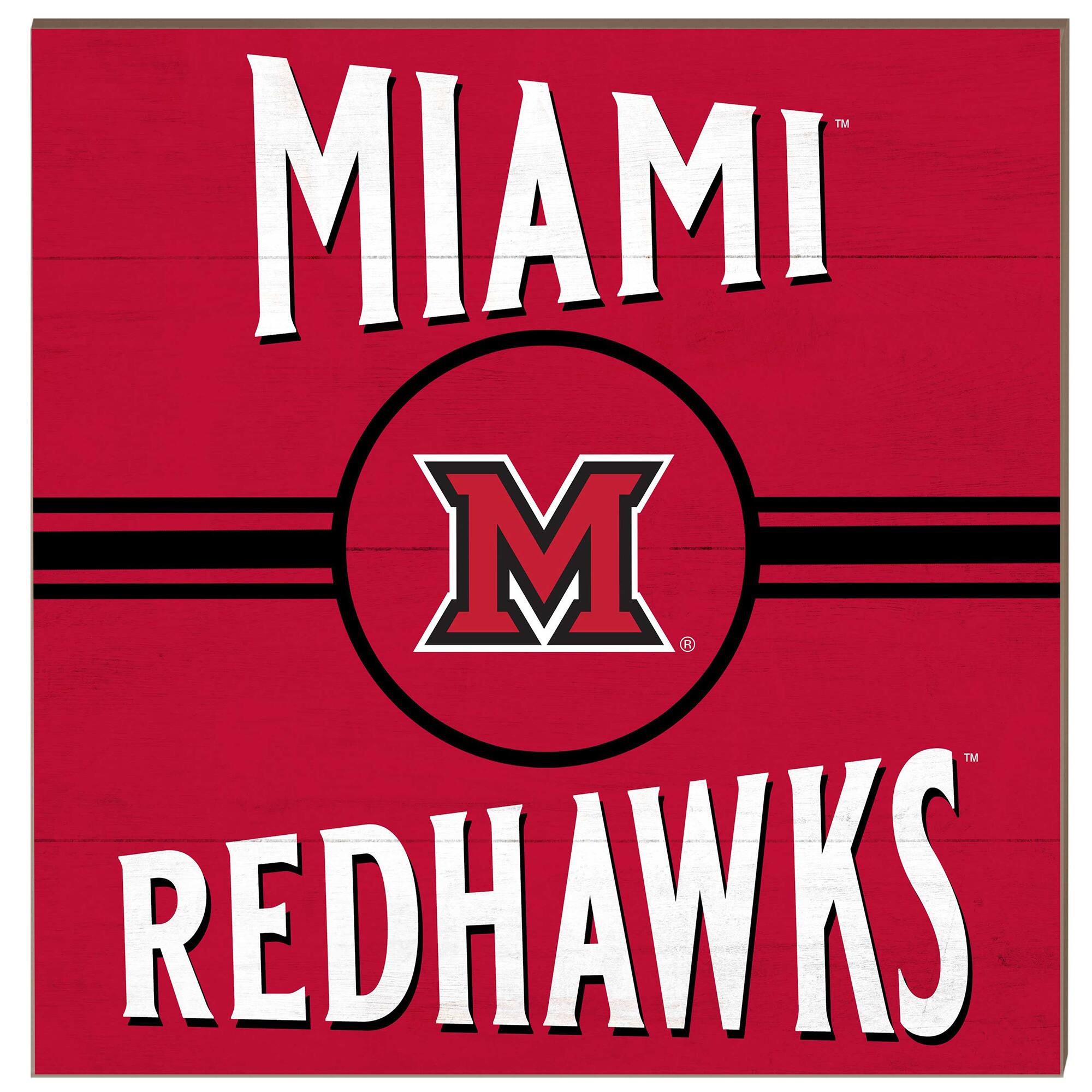 Miami University RedHawks 10'' x 10'' Retro Team Sign