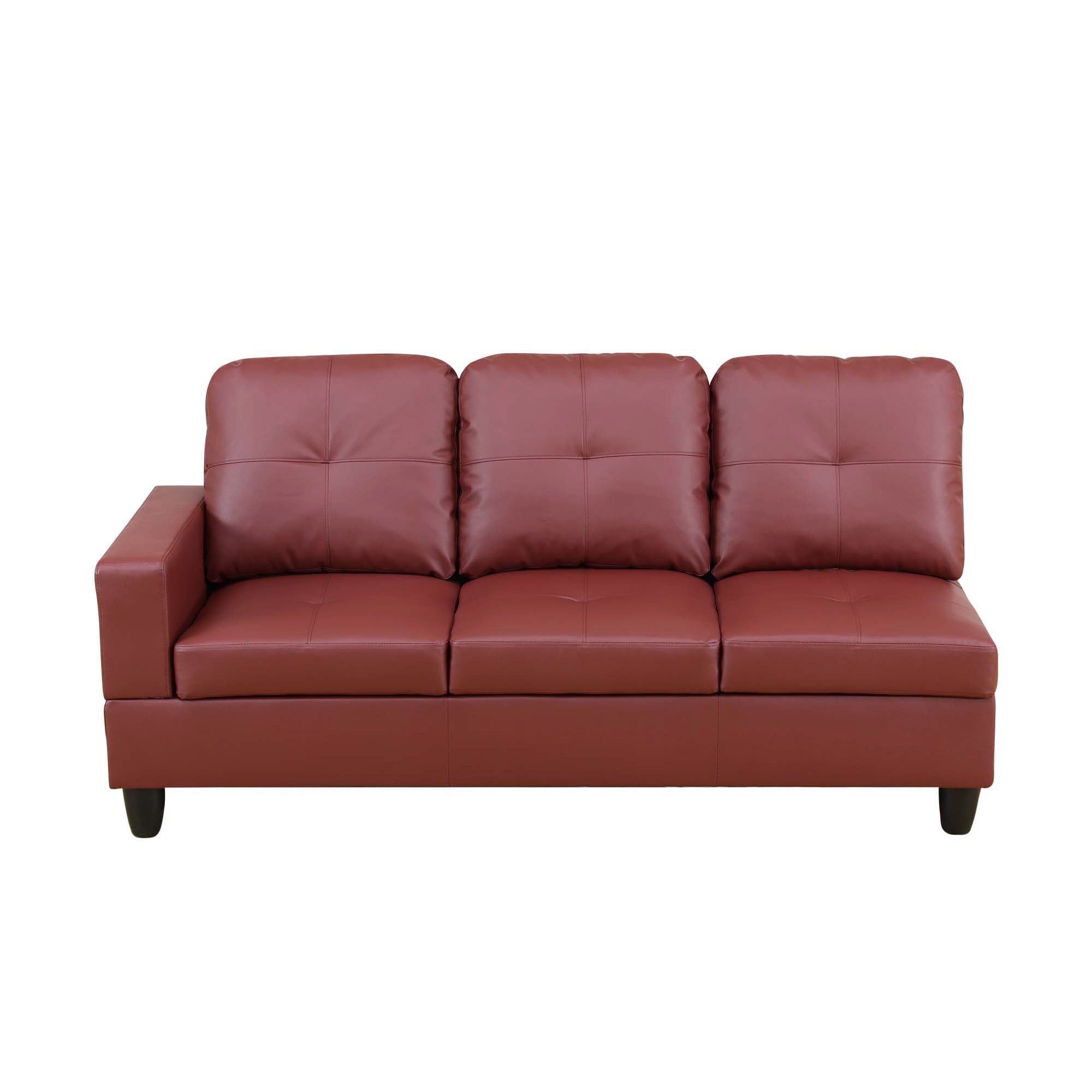 Alt View 5. Boyel Living - Premium Semi PU Upholstered Sofa Solid Wood Frame Double Spring with Right Chaise Lounge - Burgundy.