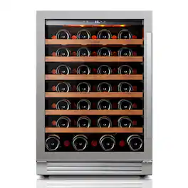 Ca'Lefort - 24 Inch Wine cooler Refrigerator , 61-bottle, 40-65°F,3 color LED, 5.65 cu.ft, built-in/freestanding,For Home Bar Office - Stainless Steel