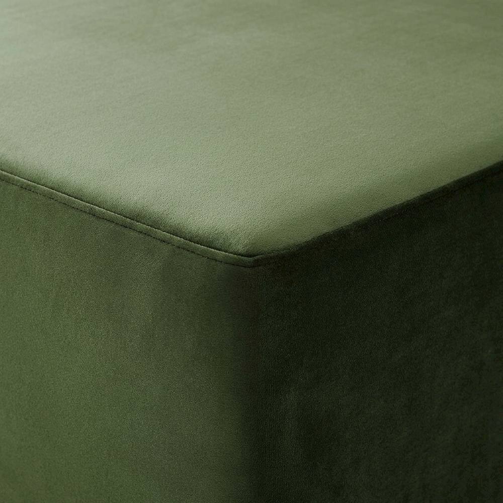 Alt View 1. Outdoor Escape - Square Performance Velvet Ottoman, Neutral Color, Plush Upholstery, Patio Spaces - Green.