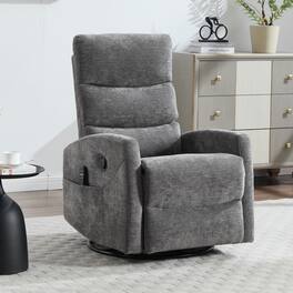 Boyel Living - Chenille Fabric Heat Massage Manual Recliner Chair with Rocker and Swivel for Living Room - Dark Gray