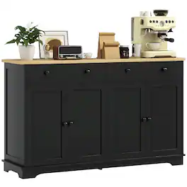 Homcom - Sideboard Buffet Cabinet with Storage, 55" Modern Kitchen Cabinet with 2 Doors, 2 Drawers and Adjustable Shelves - Black