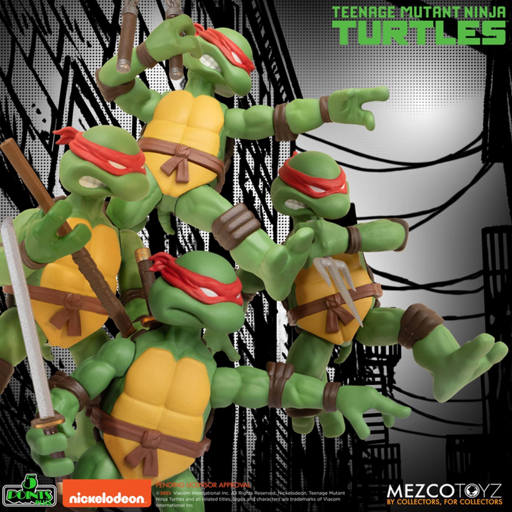 TEENAGE MUTANT NINJA TURTLES  
PENDING LICENSOR APPROVAL  
2023  
Viacom International Inc.  
All Rights Reserved  
Nickelodeon  
Teenage Mutant Ninja Turtles and all related titles, logos, and characters are trademarks of Viacom International Inc.  
MEZCOTOYZ  
BY COLLECTORS, FOR COLLECTORS