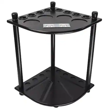 Front. GSE Games & Sports Expert - Wood 8 Corner Style Pool Cue Rack with Score Counter, Billiard Pool Cue Rack Only - Black - Black.