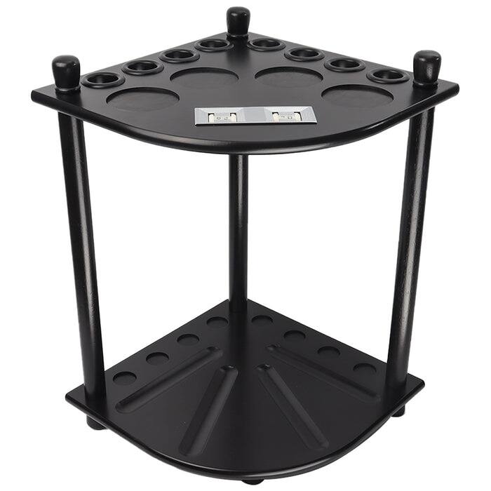 Front. GSE Games & Sports Expert - Wood 8 Corner Style Pool Cue Rack with Score Counter, Billiard Pool Cue Rack Only - Black - Black.