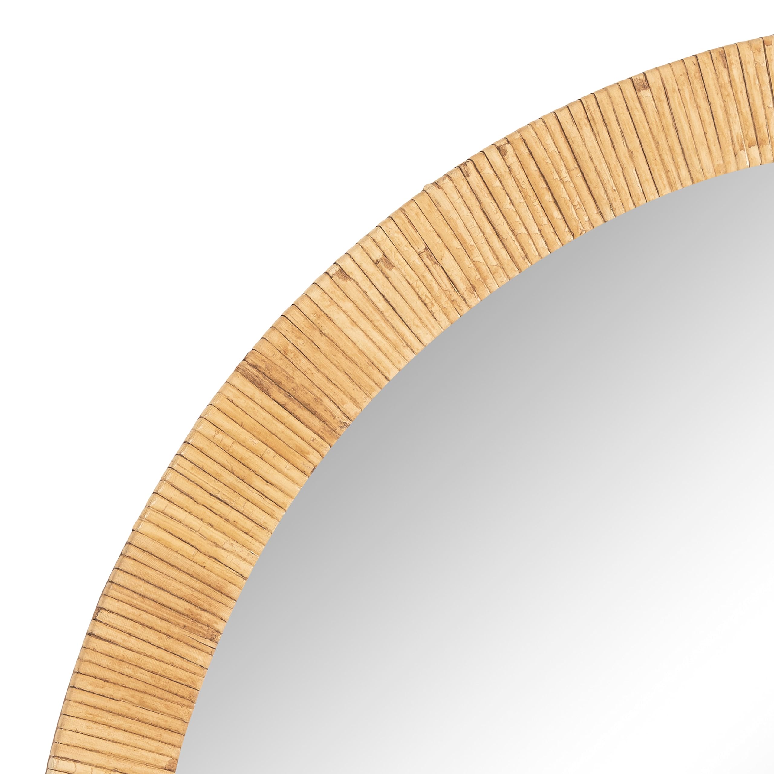 Alt View 3. Cedar Assembly - Rahfy Boho Arch Rattan Wall Mirror 28 X 32 Wood Decorative Wooden With Authentic Frame For Bathroom Vanity - Brown-30"L x 20"W.