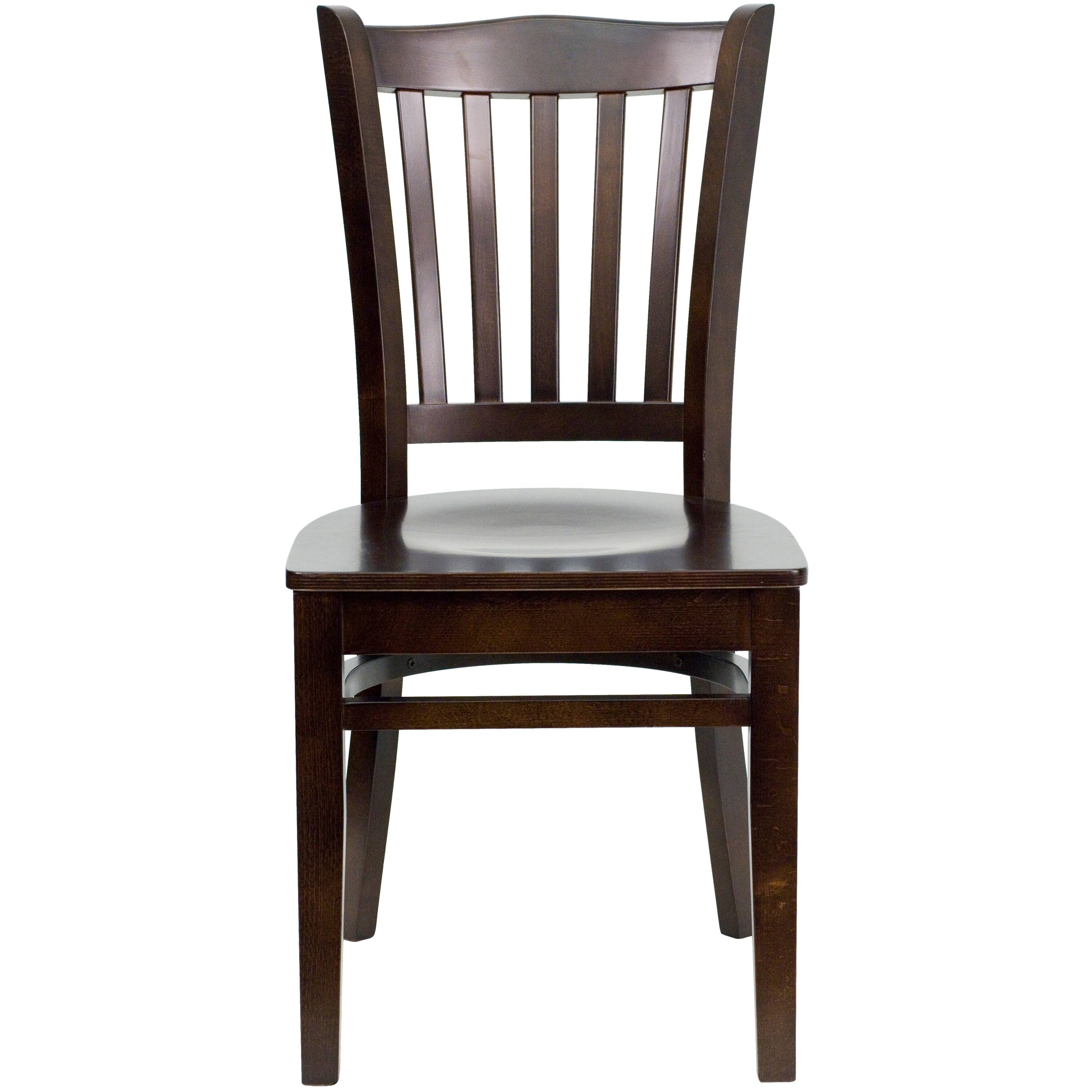 Alt View 7. Emma + Oliver - Vertical Slat Back Wooden Restaurant Dining Chair - Walnut Wood Seat/Walnut Wood Frame.
