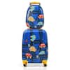 Front. Costway - 2PC Kids Carry On Luggage Set 12'' Backpack & 18'' Rolling Suitcase for Travel - Blue.