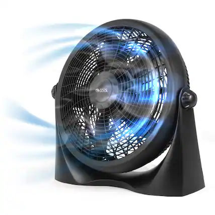Front. Commercial Cool - COMMERCIAL COOL High Velocity Floor Fan 16" Blade Span, Black - Black.