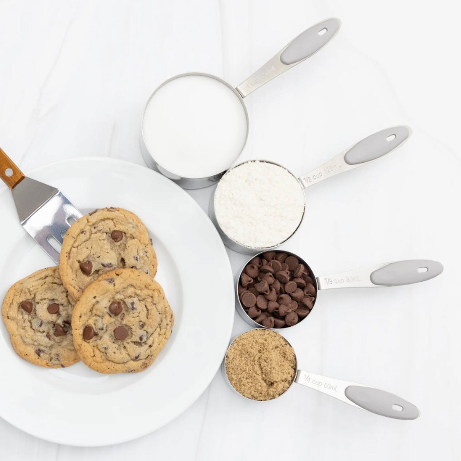 Sure, here is the corrected and grouped text:

- 1/2 cup
- 1/3 cup 80mL
- 1/4 cup 60mL