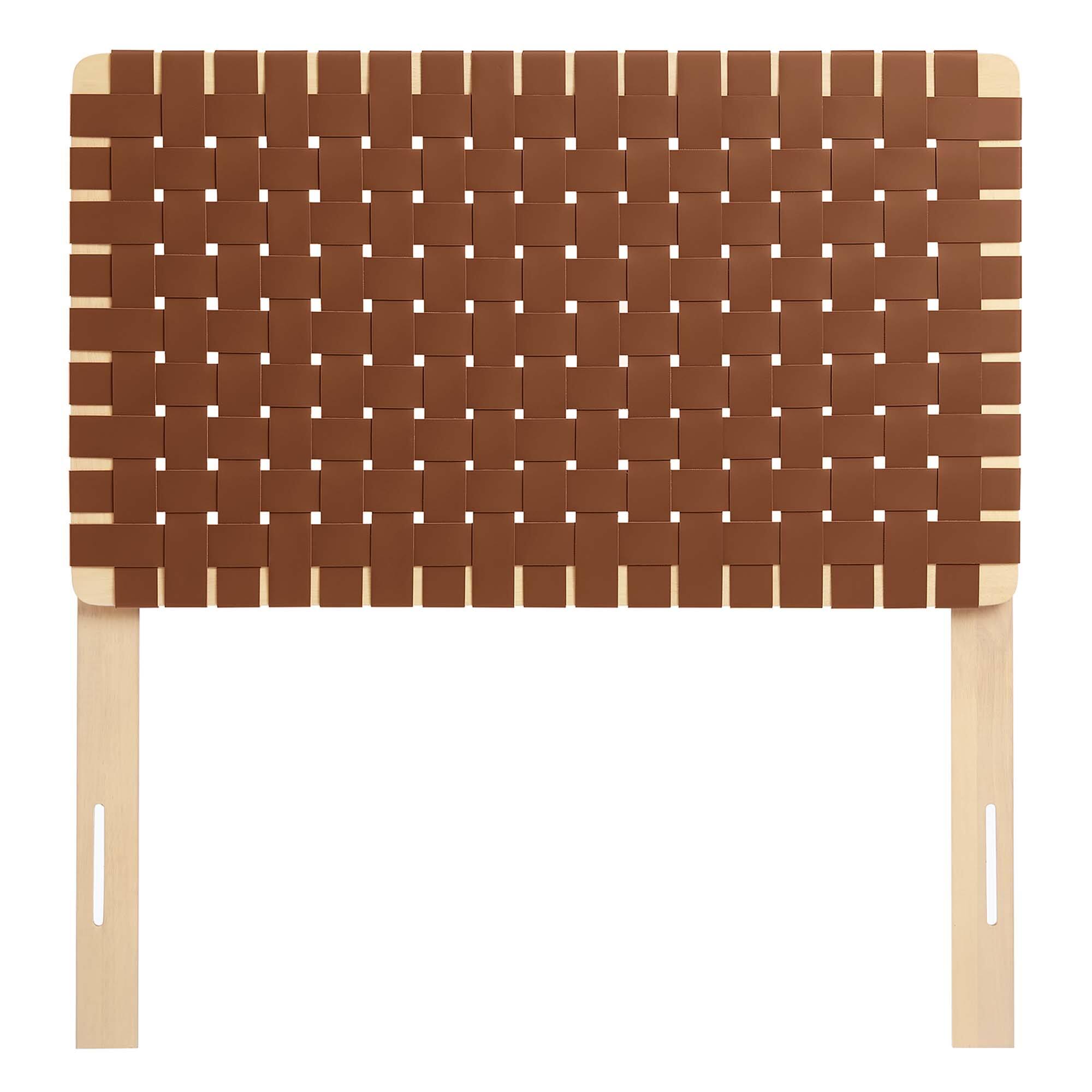 Back. Modway - Sparta Weave Vegan Leather Twin Headboard by Modway - Brown.