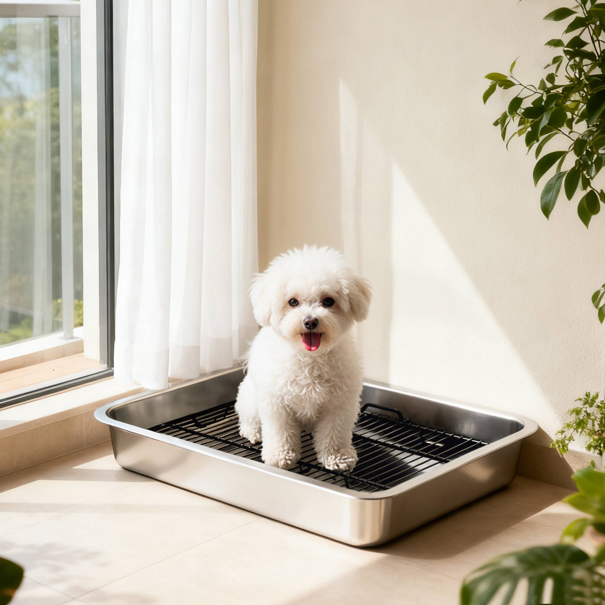Alt View 1. Pawhut - Potty Tray Stainless Steel for Small and Medium Dogs, Dog Training Tray for Porch, Bathroom, Balcony - Silver.