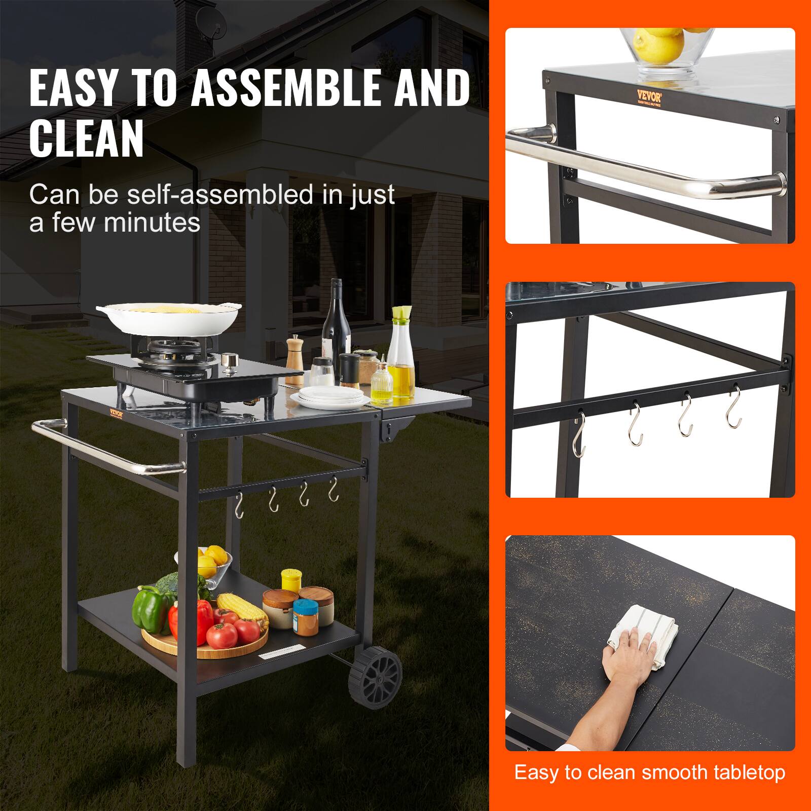 EASY TO ASSEMBLE AND CLEAN
Can be self-assembled in just a few minutes
VEVOR K 555$ 2 ?
Easy to clean smooth tabletop