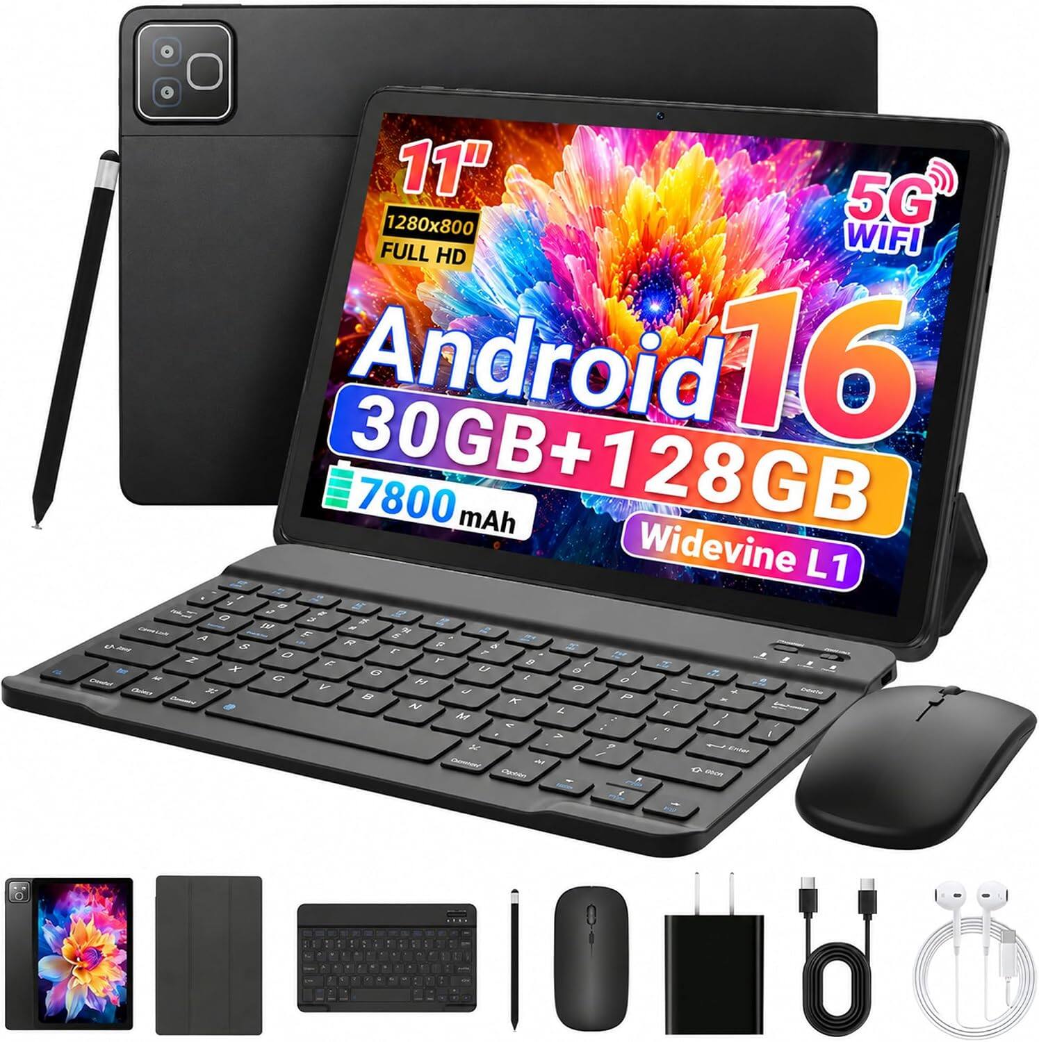 11" 1280x800 FULL HD Android 16 30GB+128GB 7800 mAh Widevine L1 5G WIFI