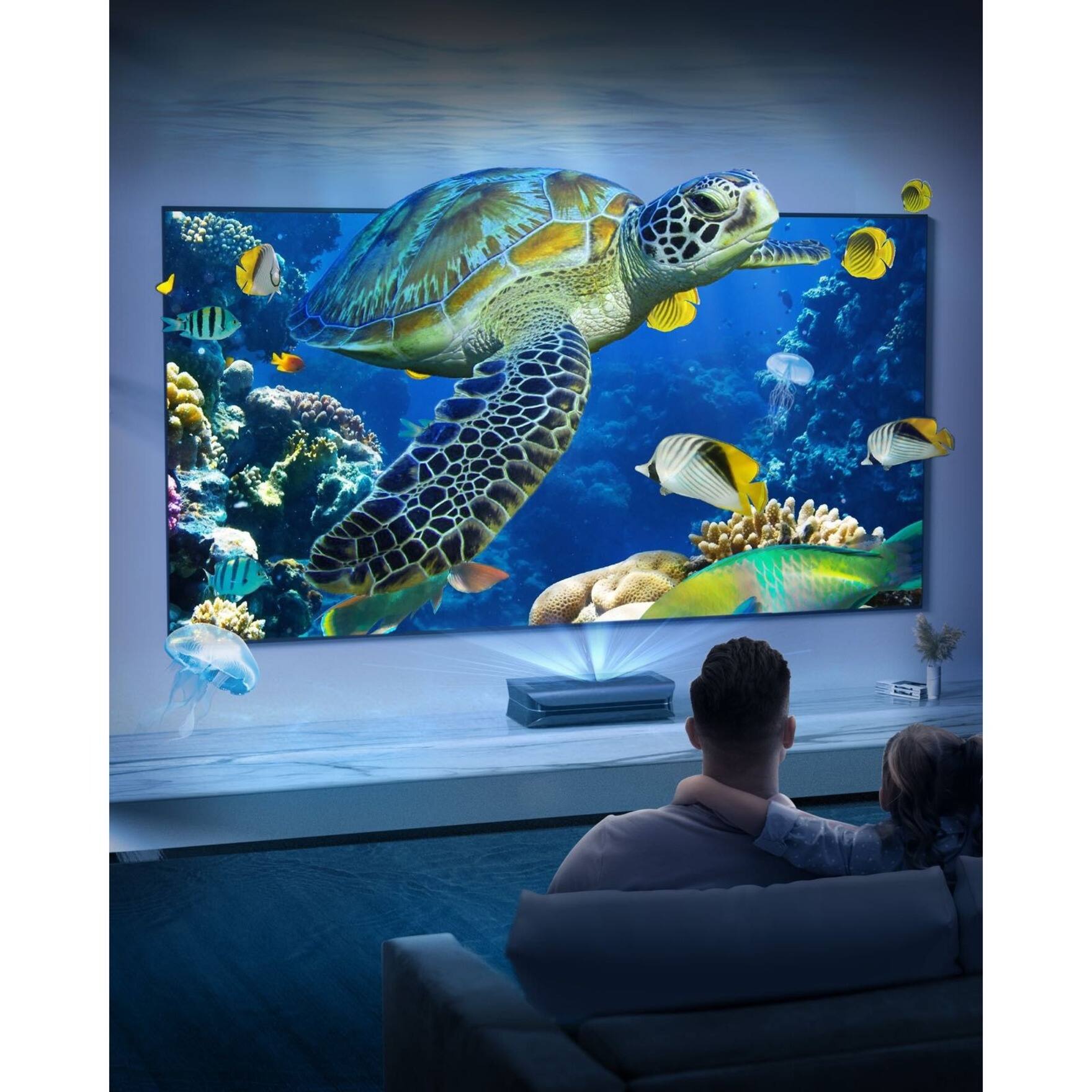 Alt View Zoom 21. AWOL Vision - 4K UHD Smart Triple Laser Ultra Short Throw Projector with 3500 Lumens, HDR10+, Dolby Atmos, 3D - Black.