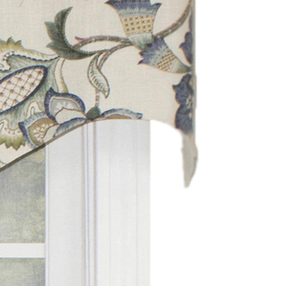 Left. RLF Home - RLF Home Ophelia Regal Style All Season 3" Rod Pocket Valance 50" x 17" Blue - Blue.