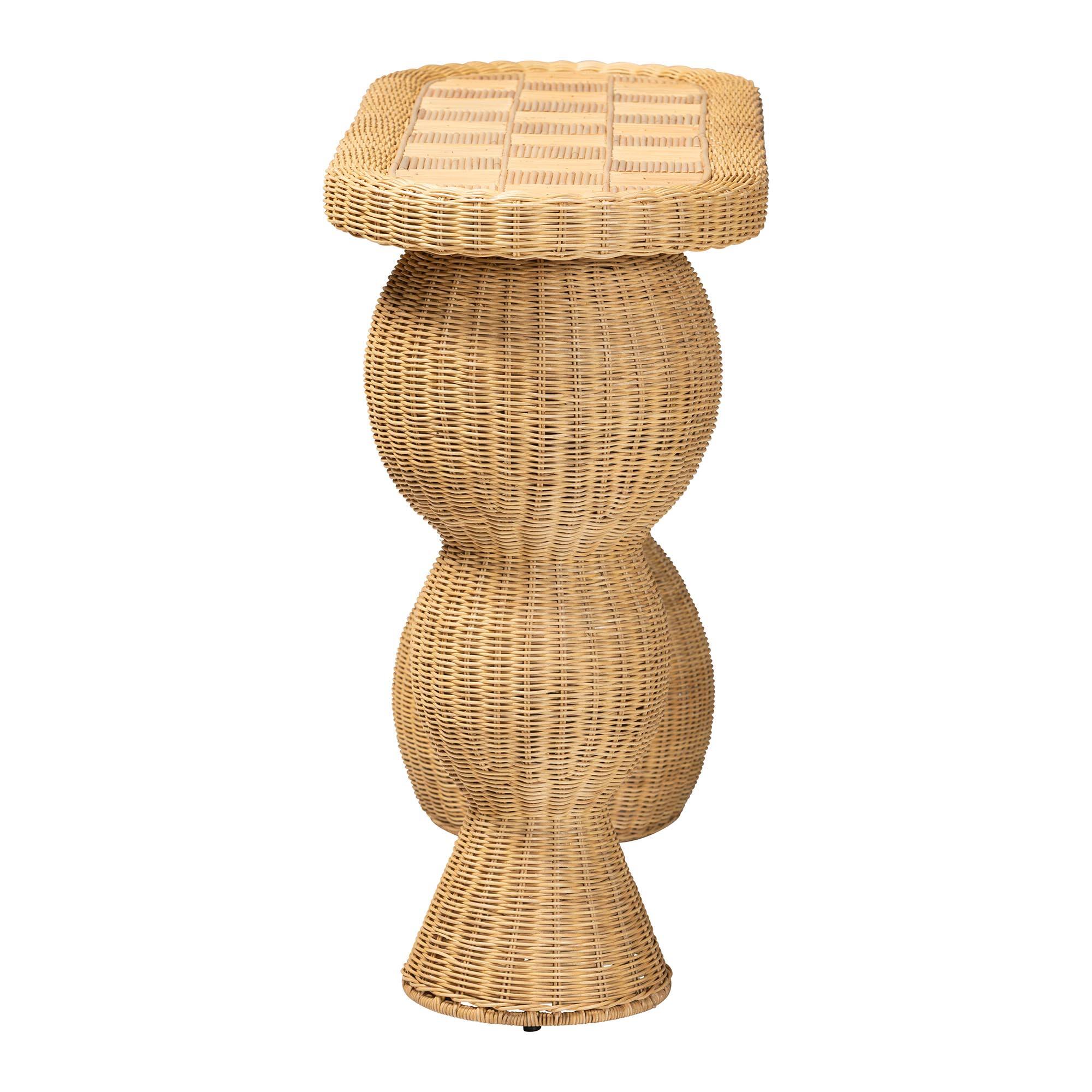 bali & pari Hisao Checkered Console Table with Sculptural Base Natural ...