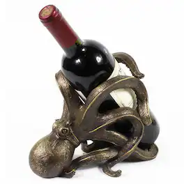 FC Design - 8.25"W Gold Color Octopus Wine Holder Dining Room Figurine - Multicolor