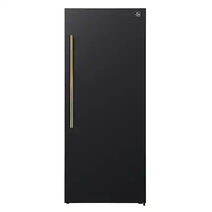 Front. Forno Appliances - Maderno 13.6 Cu. Ft. Right Swing Upright Convertible Freezer with Antique Brass Handles - Black.
