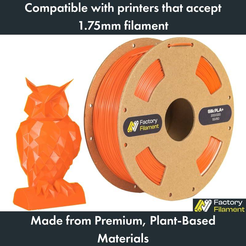 Compatible with printers that accept 1.75mm filament

Factory N Filament Silk PLA+ 200/220 556/60

Made from Premium, Plant-Based Materials