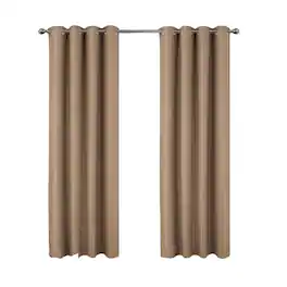 Olivia Gray - 100% Polyester 250 GSM Basket Weave Ian Luxury Jacquard Blackout Grommet Curtain Panel 54" x 84" - Taupe