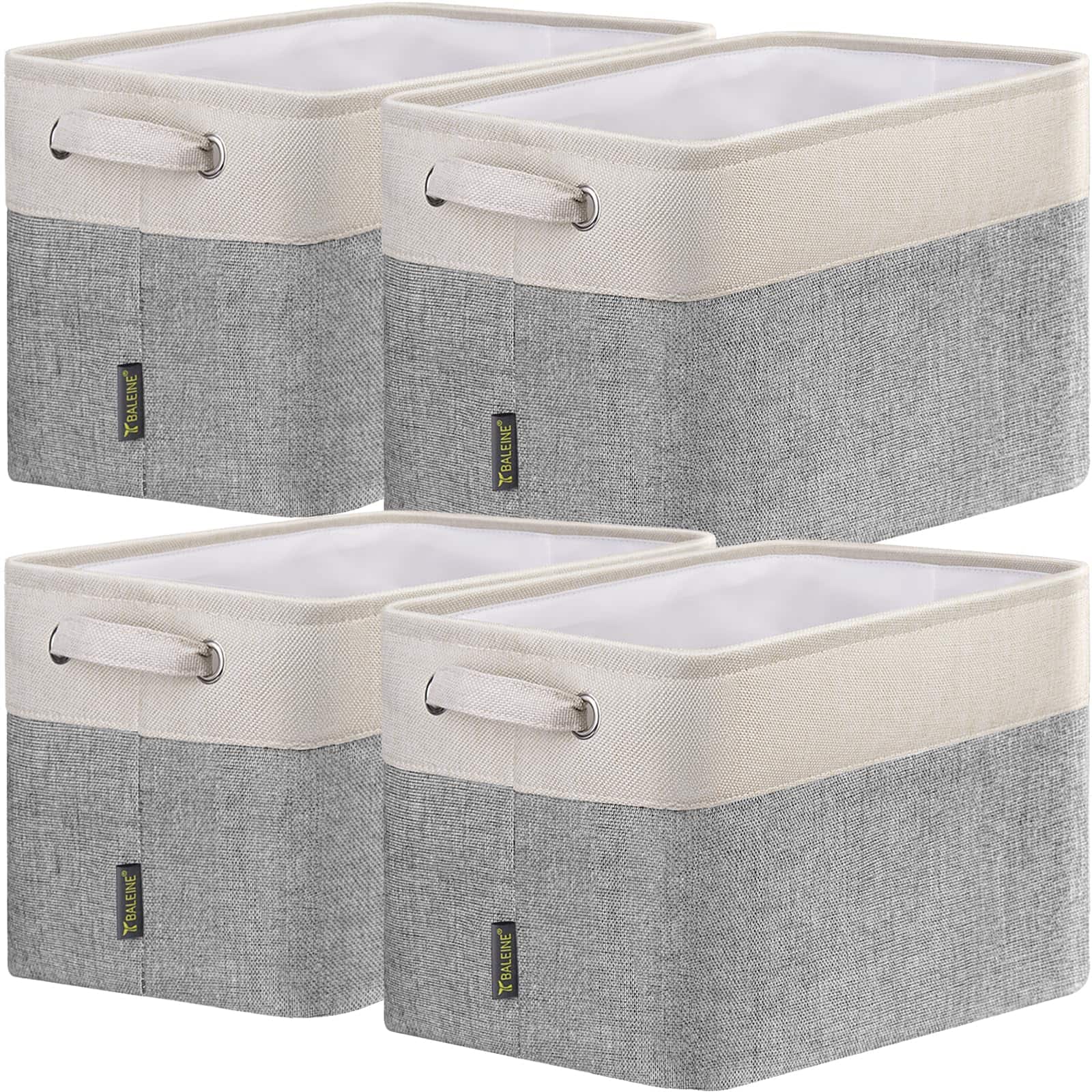 HOMLUX - 4 Pack Fabric Storage Bins Basket Closet Shelf Organizer, Large Linen Closet Organizers Grey