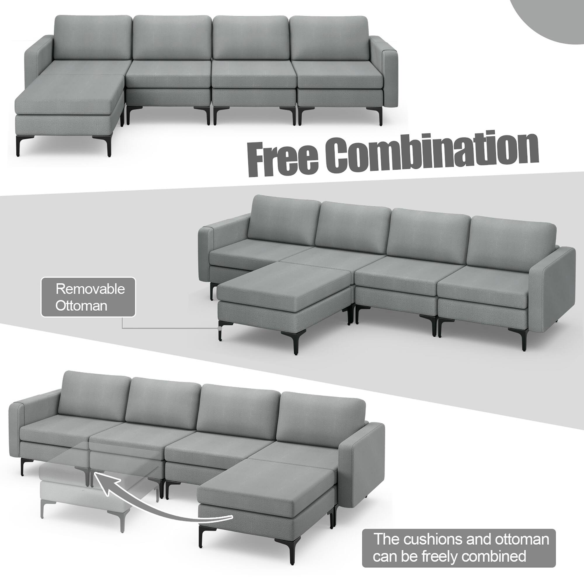 Free Combination

The cushions and ottoman can be freely combined

Removable Ottoman