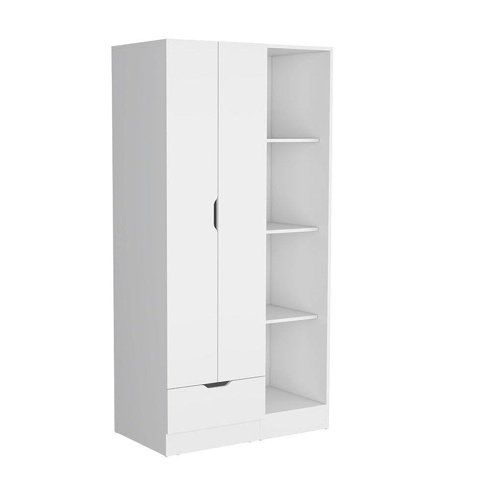 Alt View 1. TuHome - Memphis Wardrobe Armoire White MDF - White.