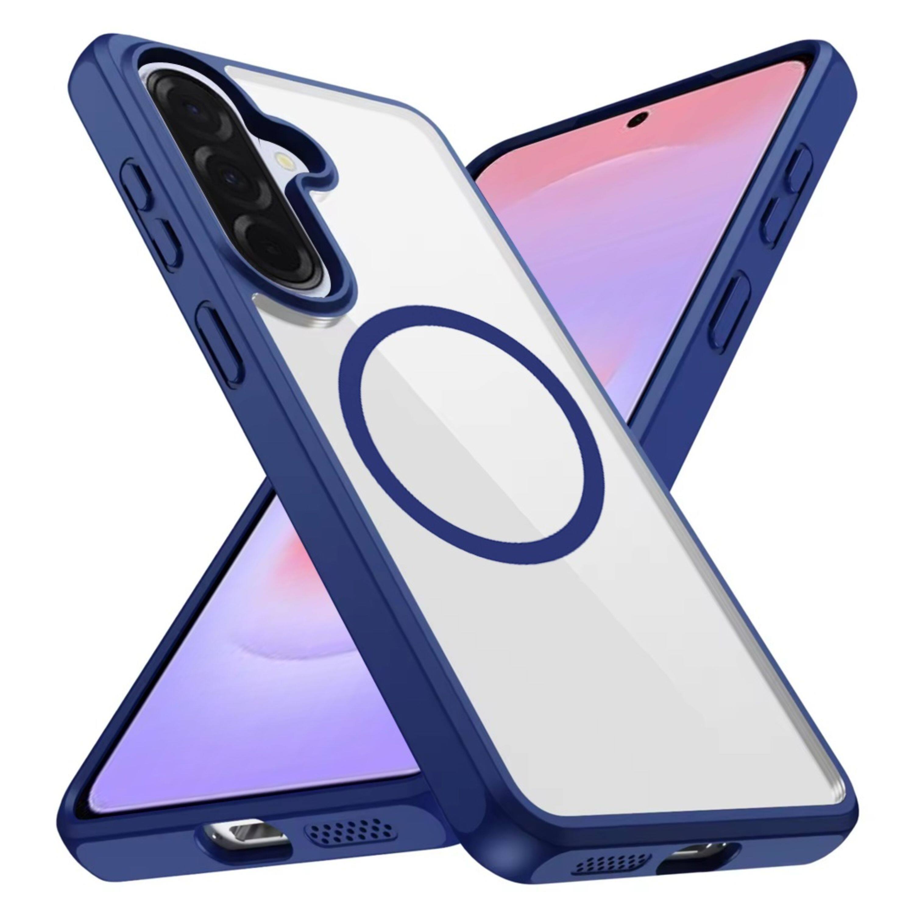 Left. Kitcheniva - Premium Magnetic Circle Shockproof Case With Tempered Glass For Samsung Galaxy A37 Navy Blue - Navy Blue.