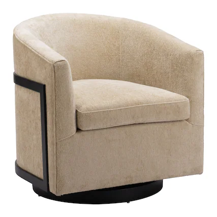 Front. Hivvago - Hanko Swivel Chair Golden Beige - Golden Beige.