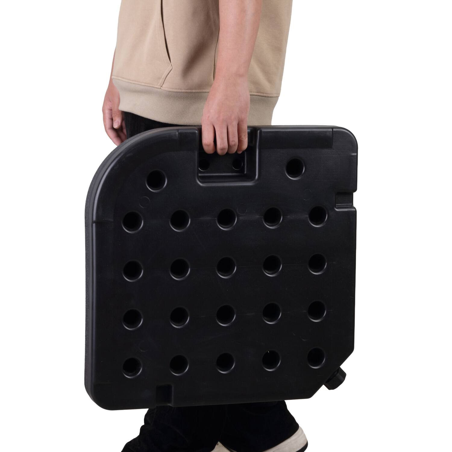 Left. Ainfox - Ainfox 4pcs Cantilever Offset Patio Market Stand with U Locking Shape Weights Water, Umbrella Square Base - black.