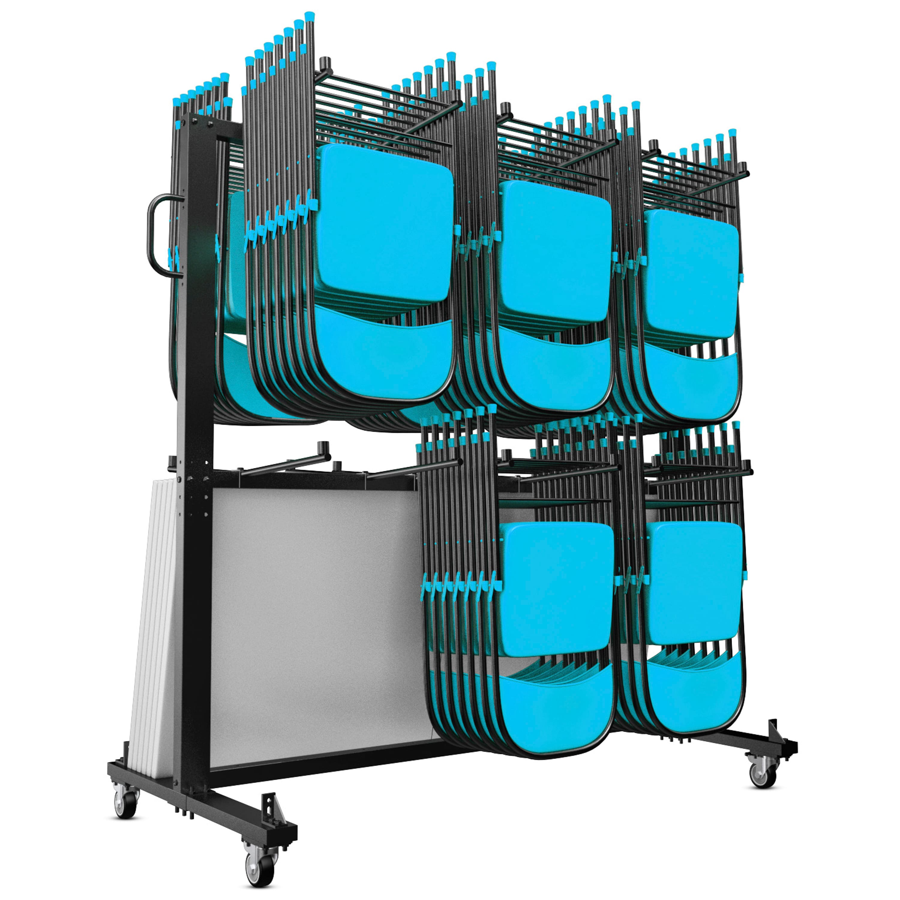 Emma + Oliver - Kirk Heavy Duty Folding Table and Chairs Mobile Cart with Locking Wheels and Included Outdoor Cover and Bungee Cords - Black price history on PriceWatchPro