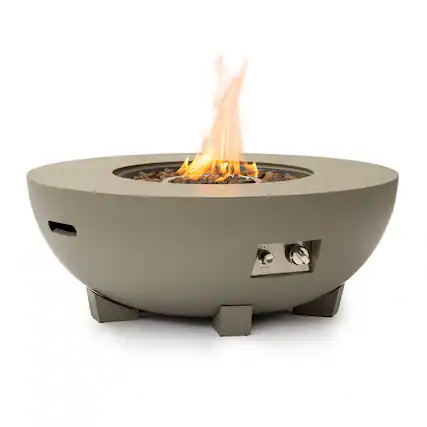 Front. PexFix - 36" Round Propane Fire Pit Table, 50,000 BTU Outdoor Heater with Push-Button Ignition for Patio - Grey.