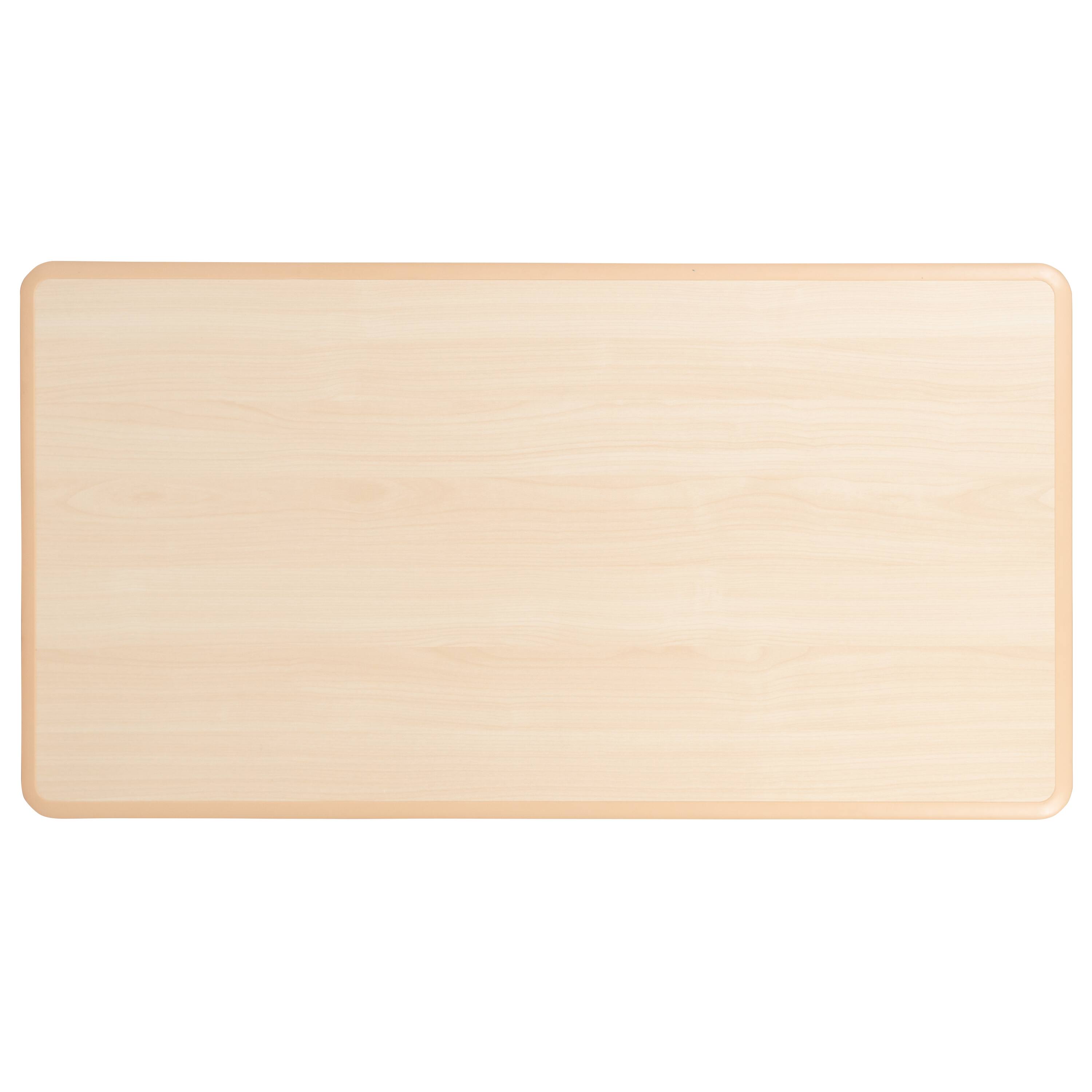Alt View 8. Emma + Oliver - 23.625"W x 47.25"L Rectangular Plastic Height Adjustable Activity Table - Natural.