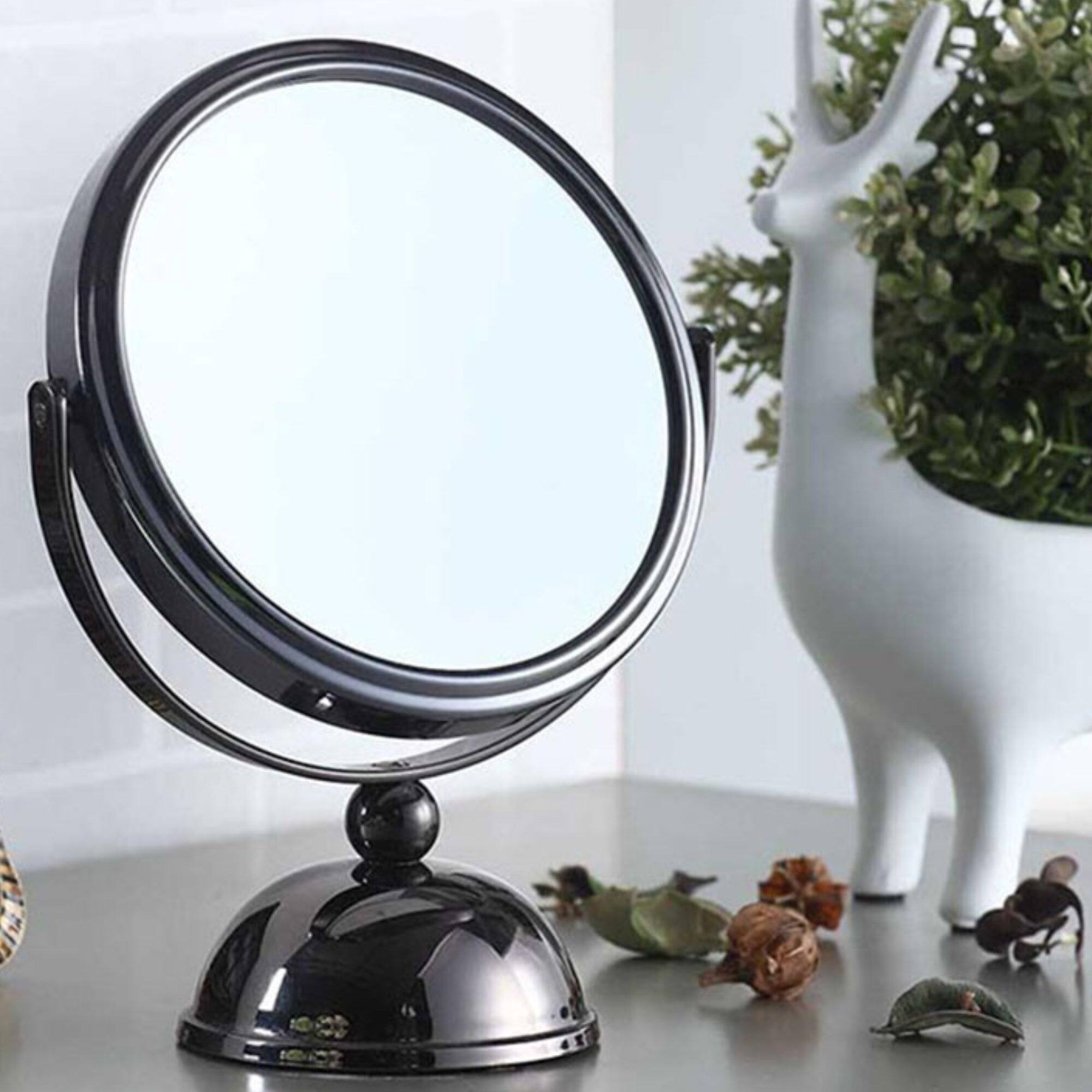 Alt View 1. BreeBe - 5.5' Diameter Chrome Make-Up Mirror, x5 magnification, Black finish - Gunmetal.