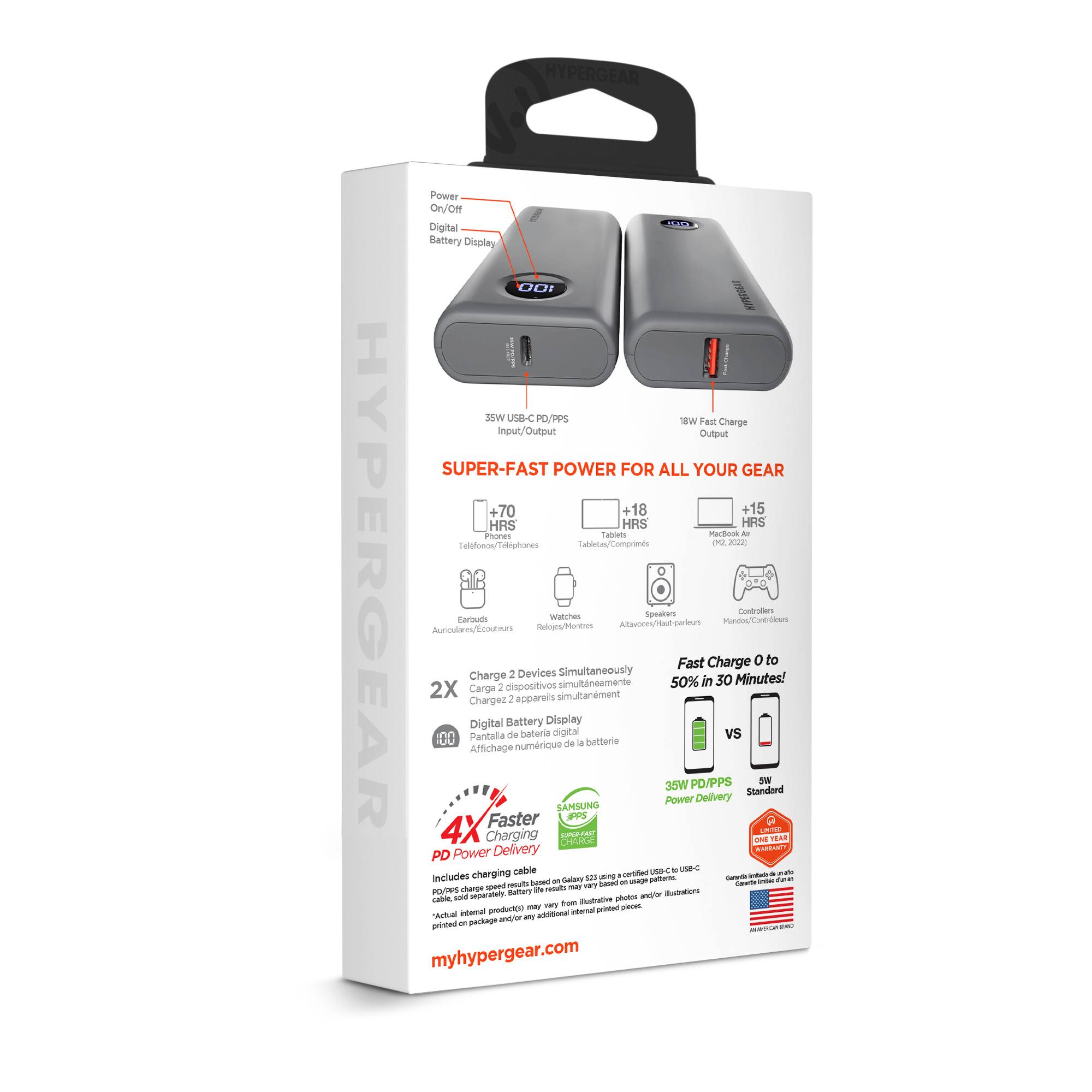 HYPERGEAR Power On/Off Digital Battery Display 00 wiz UaC PO/PPS 1W Fait Charge input/ Dutout Dutout SUPER-FAST POWER FOR ALL YOUR GEAR +70 +18 +15 HRS HRS HRS Tablets marknn - iores Tenfonow ncouh! Tabietas/Comp D 2A HYPERGEAR 2X Auniculares 00 Earbuds Chargez Alichage Carge Charge Digital Pantala Ecoutours Faster 1 dispositivos Battery de 2 2 apparel's numrique Devices baterie medojoghntres Display wathes digital SAMIUNG smutamement simultaneously Simultaneously de IPPS a betterie Alavoces/Magarieun spuaters Mau Power 35W 50% Fast PD/PPS Delivery in Charge 30 vS Minutes! Contrutten standard 0 SW to a 4X Charging CHARLE  B  TEAR Delivery  PD Power cabie UN - Includies charging 50 - oetifted - - - based - Gat - - - - - a man vT - PORS charge  i -