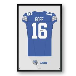 Sporticulture - Jared Goff Detroit Lions 14" x 20" Home Jersey Framed Art Print - Blue