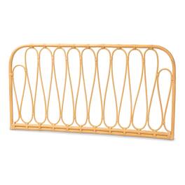 bali & pari - Carrick Modern Bohemian Rattan Queen Size Wall-mount Headboard - Natural Brown