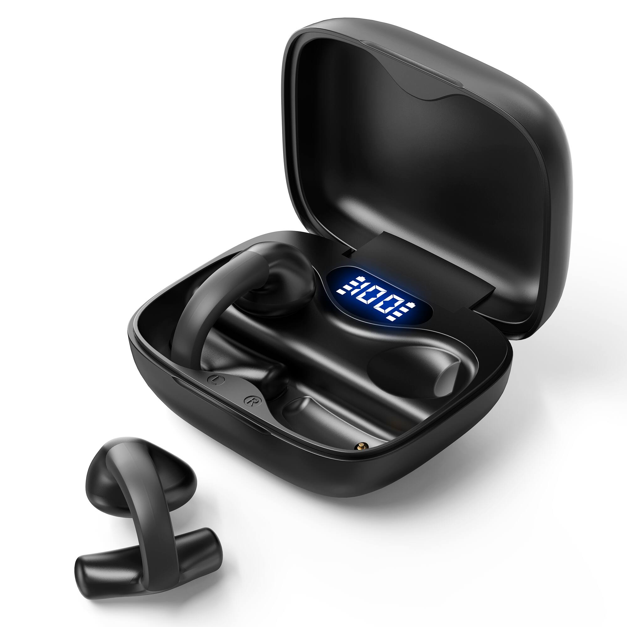 Front. Medcursor - Medcursor Rechargeable Open-Ear OTC Hearing Aids for Adults with 16-Channel Digital Processing and Charging Case - Black.