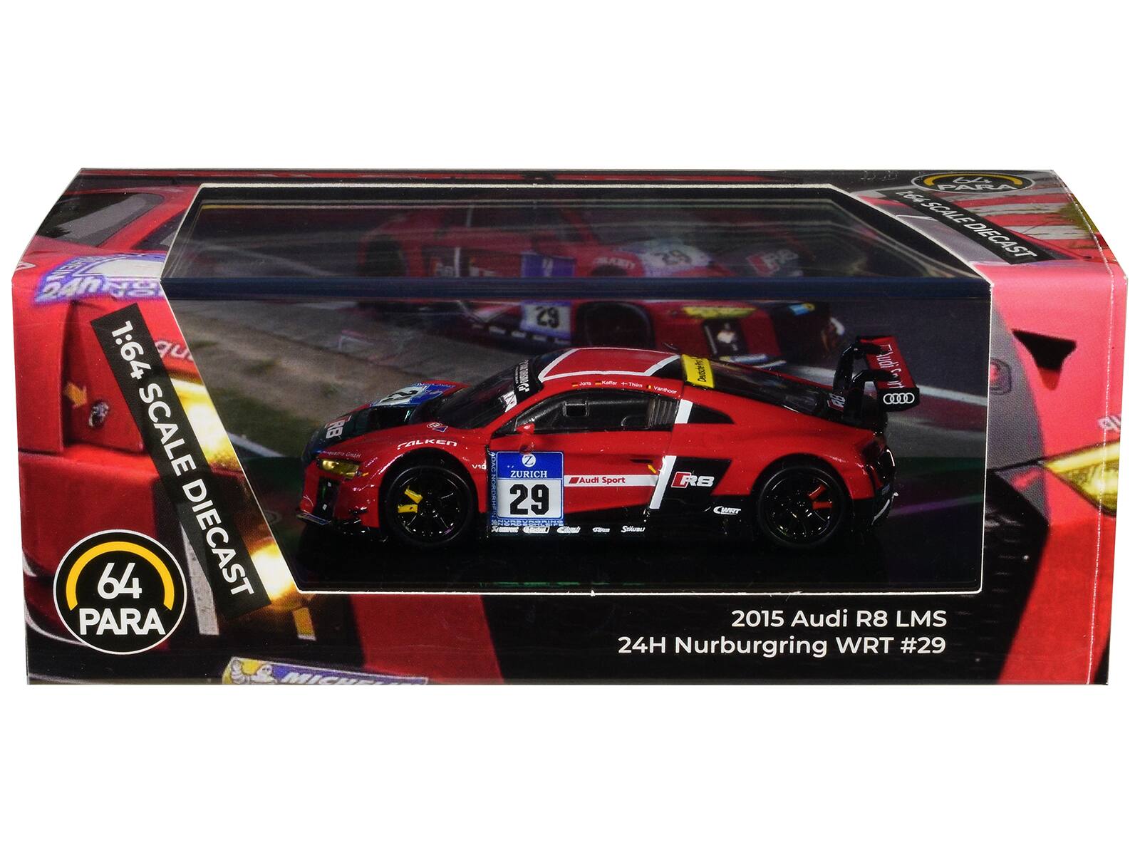 24 1:64 SCALE 64 DIECAST PARA RB FALien 29 ZURICH 29 d FARA ASCILE-DIECAST DE4SCALE DIECAST A V i O Audi Sport RB WT - Sire 2015 Audi R8 LMS 24H Nurburgring WRT #29