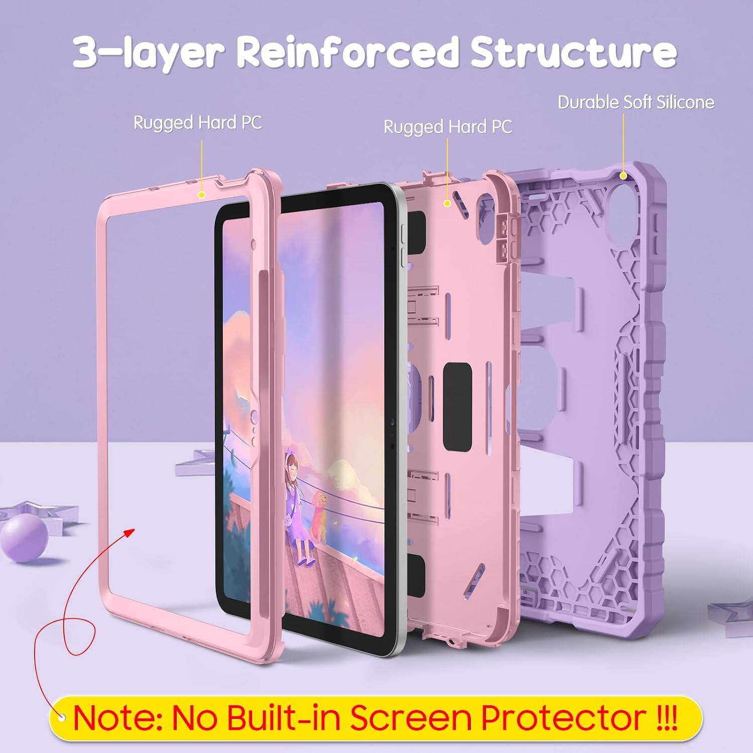 3-layer Reinforced Structure  
Durable Soft Silicone  
Rugged Hard PC  
Note: No Built-in Screen Protector !!!