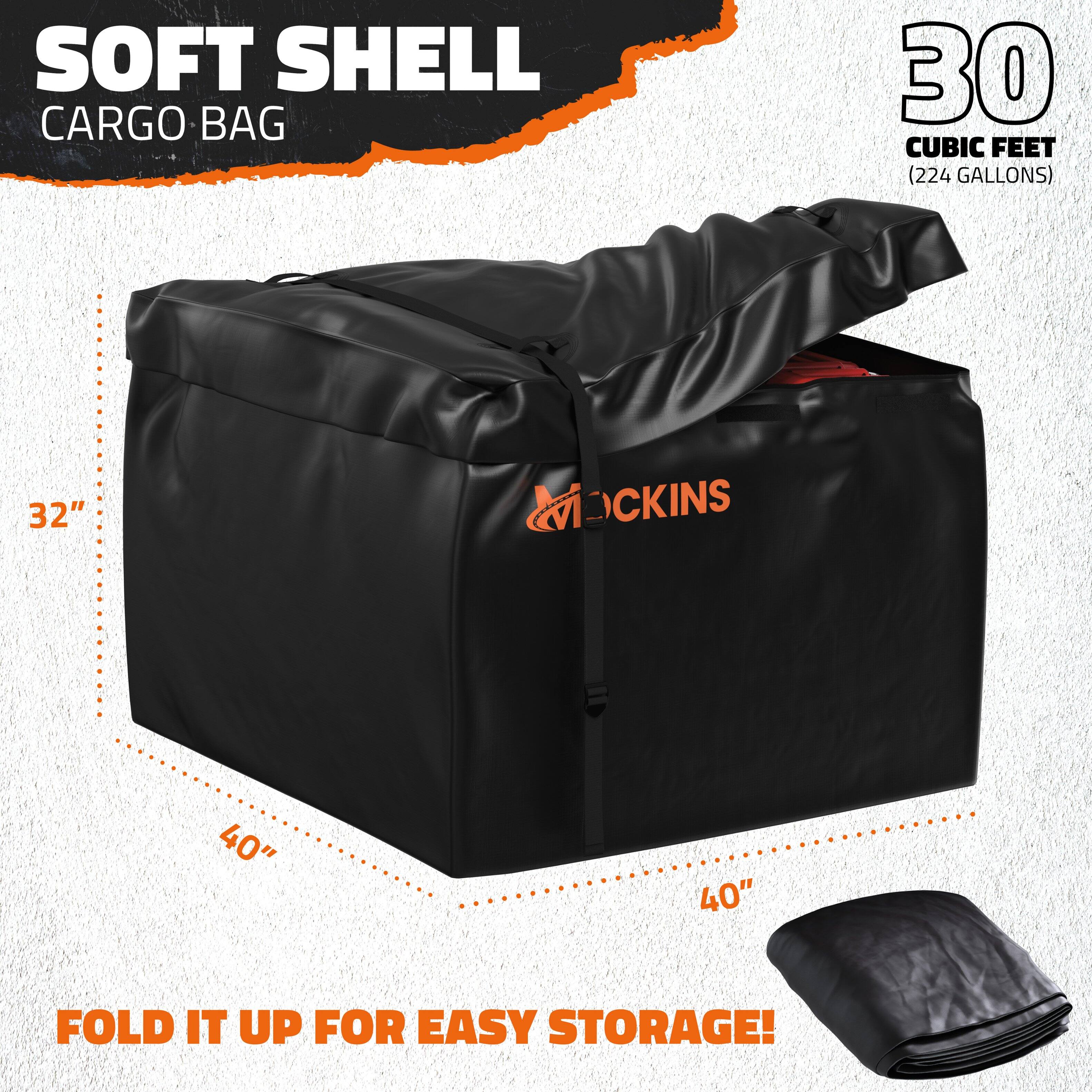 SOFT SHELL CARGO BAG  
30 CUBIC FEET (224 GALLONS)  
32" x 40" x 40"  
FOLD IT UP FOR EASY STORAGE!