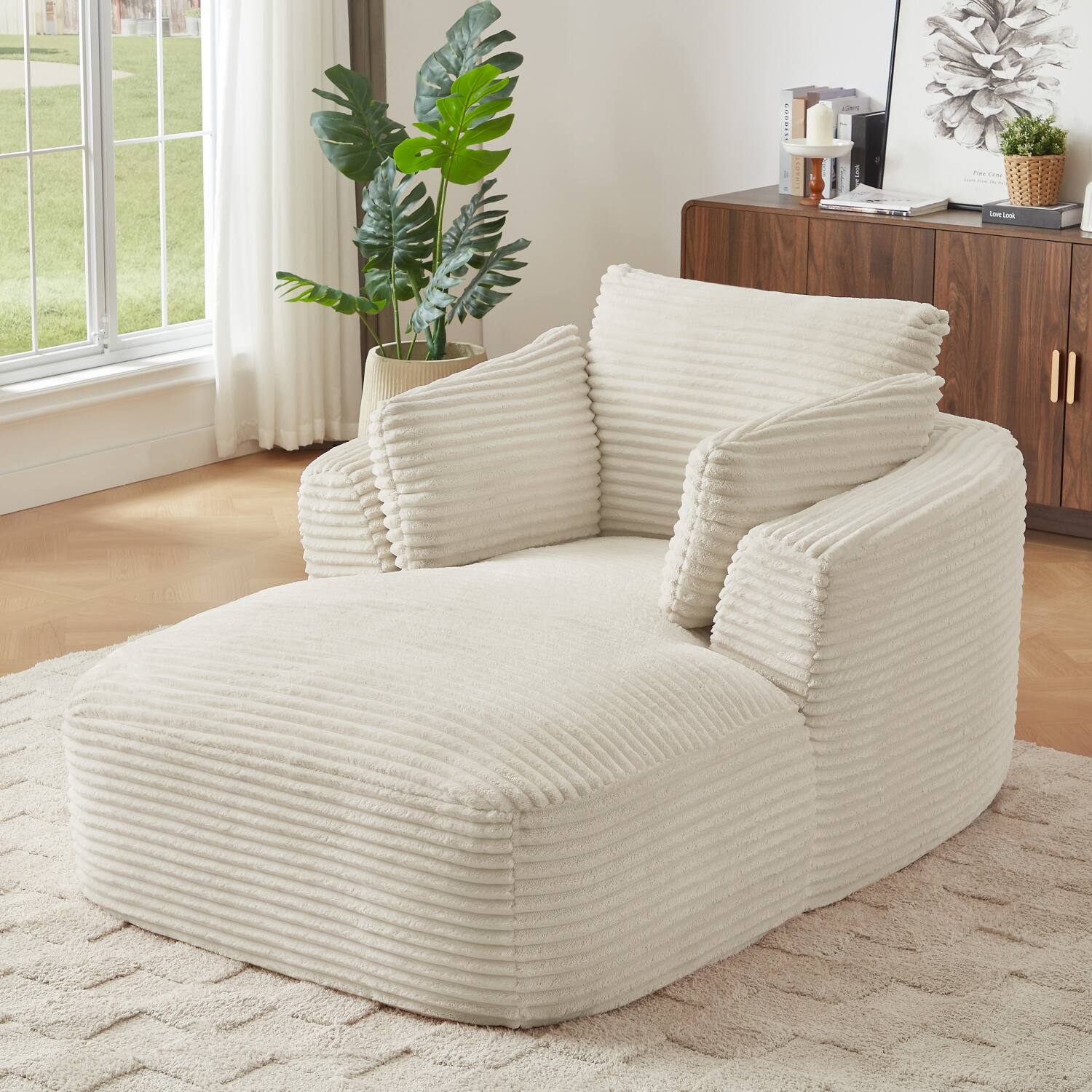 Alt View 1. Z-Edge - Corduroy sleeper sofa couch, no assembly needed, Perfect for Living Room/Dorm/Apartment - White - White.